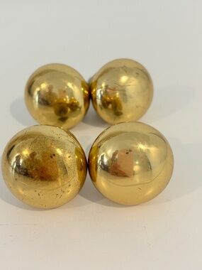 SETS OF KNOBS heavy gold toned metal round knobs dresser pulls cupboard 1.25"